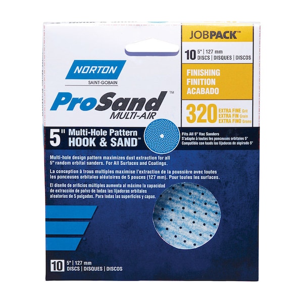 Norton Abrasives Norton ProSand 5 in. Ceramic Alumina Hook and Loop Sanding Disc 320 Grit Extra Fine 10 pk 07660703217 - main